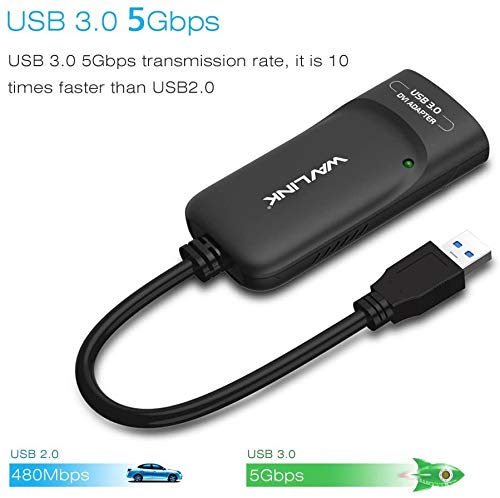 WAVLINK USB3.0 to HDMI/DVI/VGA Universal Graphic Adapter，Supports Primary/2048x1152 Extend/Mirror Video Mode up to 6 Display Units with Aduio Port Displaylink Chip for Windows, Chrome OS