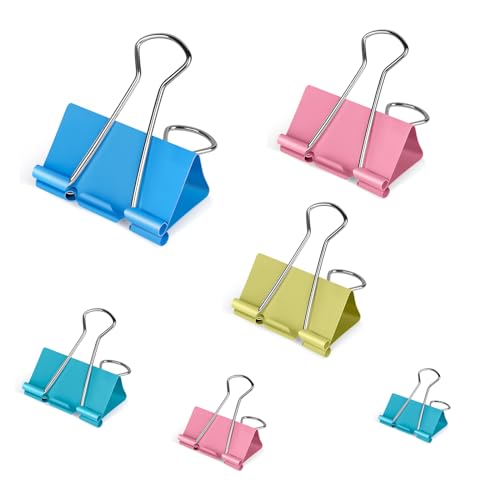 Binder Clips Assorted Sizes, 120 Pcs Colored Paper Clamps, Jumbo, Large, Medium, Small, Mini, Micro (120 Pcs)