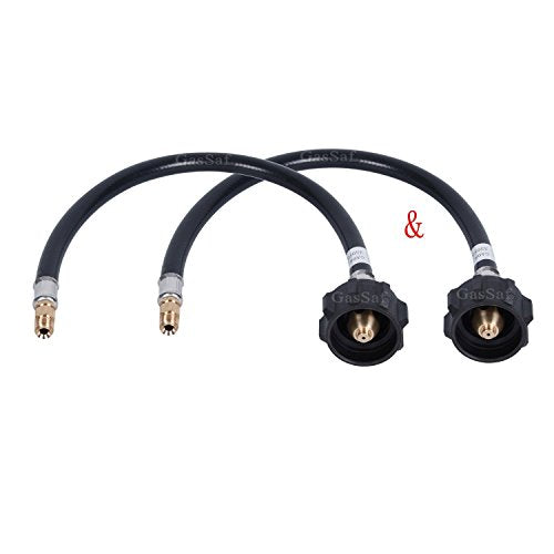 GasSaf 12inch RV Pigtail Propane Hose QCC1 Connector with Acme Nut and a 1/4'' Inverted Male Flare.（2 PCS）