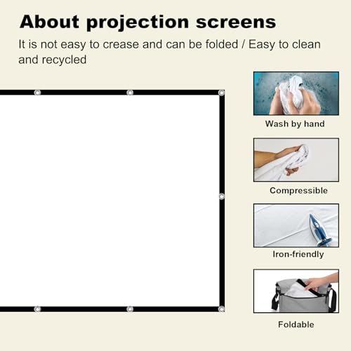 Foldable 60-inch Projector Screen, XINLEMY 4K 16:9 HD Portable Projection Movie Screen Double-Sided Cinema Screen for Home Theater Backyard Indoor and Outdoor