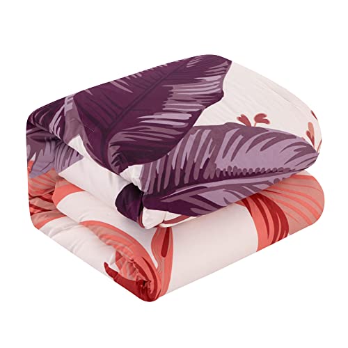 New York & Company Jezebel 4 Piece Comforter Set Contemporary Large Scale Floral Print Design Bedding - Decorative Pillow Shams Included, Queen, Multi: Blush, Purple, Off White