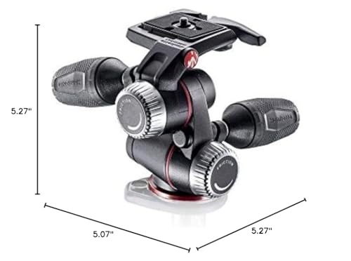 Manfrotto X-PRO 3-Way Tripod Head, for Camera Tripods, Fluid Ball Head, Camera Stabilizer, Photography Accessories for Content Creation, Professional Photography