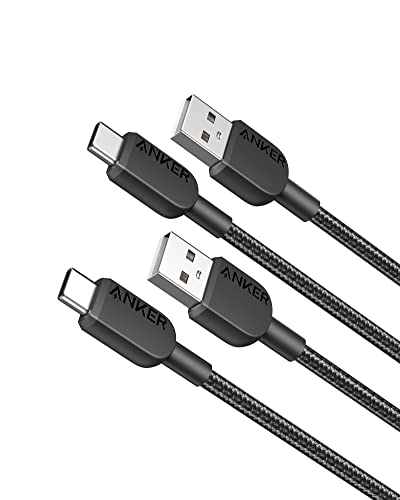 Anker Cable [2 Pack 6ft], USB A to Type C Charger Cord, Braided USB to USB C Cable for Samsung Galaxy Note 10/S10+ S10, LG V30 (USB 2.0, Black)