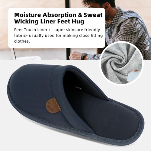 WALKFUN Comfortable House Slippers for Men Full Toe Comfortable Indoor Slip on Warm Slides Sandals with Memory Foam for Bedroom,Indoor Home(Coffee 11-12)