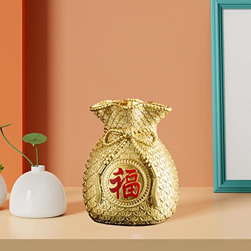 Gazechimp Novelty Flower Vase Planter Pot Money Bag Shape Fortune for Office Flower Arrangements, Gold