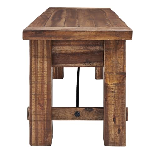 Durango Rustic Farmhouse Style 60-Inch Wood Bench - Industrial Modern Accent Furniture with Solid Wood Seat for Entryway, Dining Room, Hallway, Foyer, or Kitchen by Alaterre Furniture