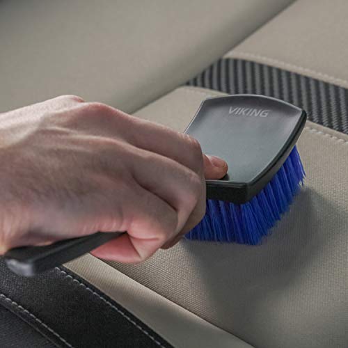 VIKING Carpet Cleaning Brush, Scrub Brush for Floor Mats, Cleaning Brush for Car Interior and Home, Black and Blue, 8.3 inch x 2.5 inch