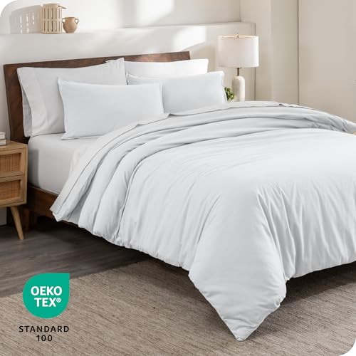 Bare Home Flannel Duvet Cover Set - Full/Queen - 100% Cotton, Velvety Soft Heavyweight Premium Flannel, Double Brushed - Includes Sham Pillow Covers (Full/Queen, Feelin' Foxy)