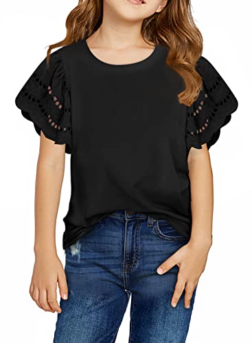 blibean Young Girl Long Sleeve Shirt Little Kid Fall Top Blouse Dress Clothing Age 10T-11T (Size 10-11 Year) Black