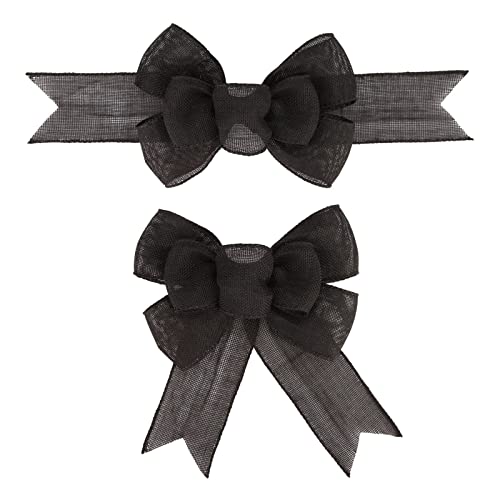 Meseey 2 Pcs Red Burlap Wired Ribbon Handmade Premade Burlap Bows for Wreaths Tree Decorations Gift Wrapping Outdoor Decoration (Red)