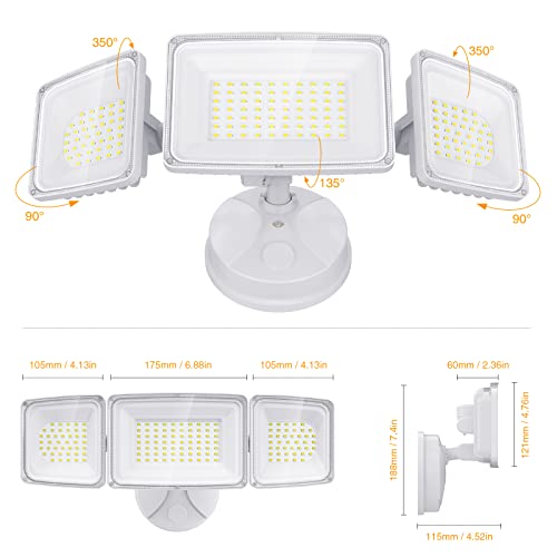 Onforu 100W LED Security Light, 9000LM Outdoor Indoor Flood Light Switch Controlled, IP65 Waterproof LED Exterior Floodlight, 6500K White Wall Mount Security Light for Garden,Garage,Yard,Eave