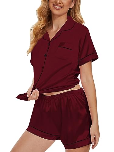 VENTELAN Women's Pajama Set Plus Size Super-Soft Short & Long Sleeve Top With Pants Two-piece Pjs Set,XL Champagne