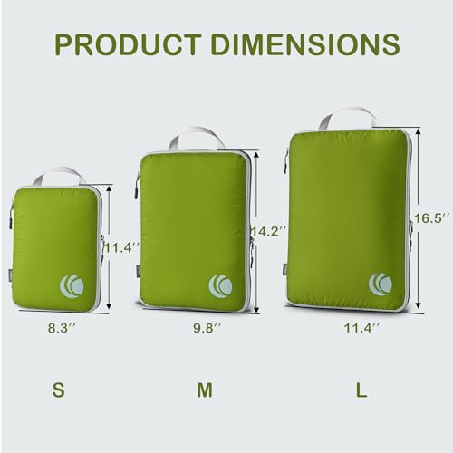 Cipway Compression Packing Cubes, Ultralight Luggage Organizer Bags, Travel Essentials for Carry on Suitcase (3 Piece,Green)