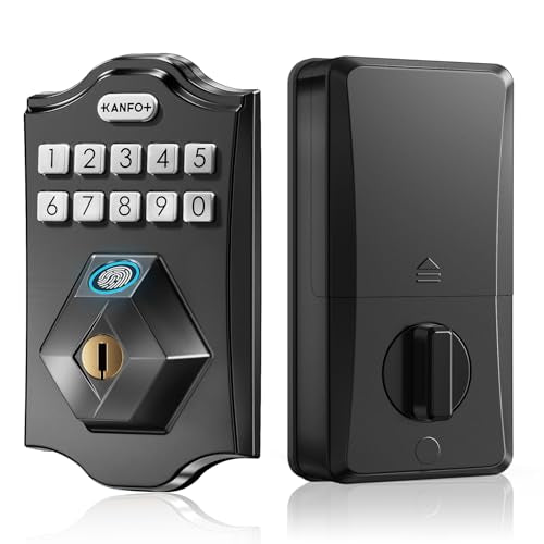 KANFOX KS2 Fingerprint Door Lock, Keyless Entry Door Lock Deadbolt with Keypad, Electronic Door Lock Deadbolt, Smart Locks for Front Door, Door Lock with Code,Auto Lock,Easy Installation，Matte Black