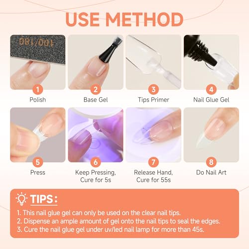 UNA GELLA Short Almond Round Fake Nails 216pcs Short Almond Press on Nails Pre-shape Short Almond Oval Gel Nail Tips for Full Cover Acrylic Short Round Nails False Nails For Nail Extension 12 Sizes