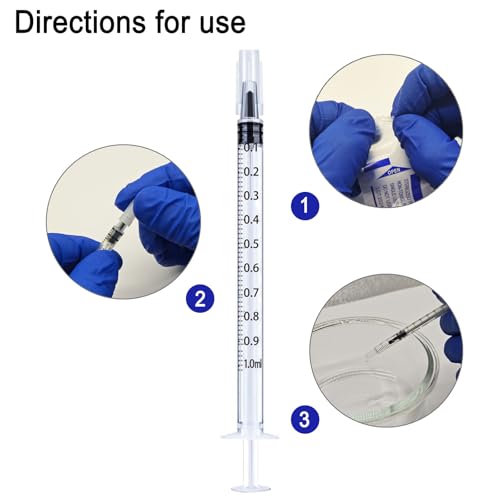 12 Pack 1 ml Syringe for Liquid without Needle,Syringe with Cap,Individually Wrapped,for Scientific Labs,Measurement,Dispensing,Oil or Glue Applicato