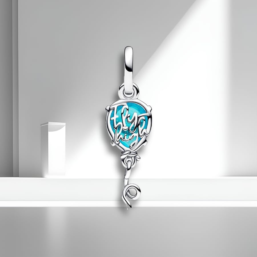 polengju Blue Glass Balloon Dangle Charms for Women Bracelet Necklace 925 Sterling Silver with 5A Cubic Zirconia,Mother's Day Birthday Christmas Jewelry Collection