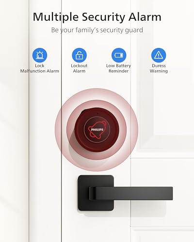 Philips Wi-Fi Smart Lock, Turn Your Existing Deadbolt into a Smart Door Lock, Built-in WiFi, APP Remote Control, Keyless Entry Door Lock, Auto-Lock, Lock Status Logging, Multiple Alarm, Matte Black