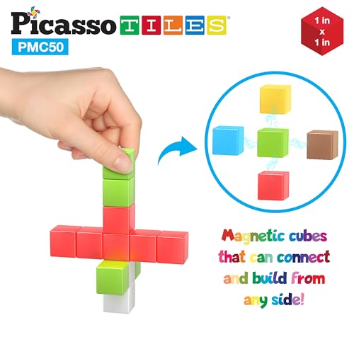 Picasso Cubes Magnetic Cube Puzzle 6-in-1 Vehicle Theme Pattern Magnet Brain Teaser Cubes Building Block 120 Pictures Toy Set Kids Ages 3 & Up Preschool Children Promotes Problem PMC24