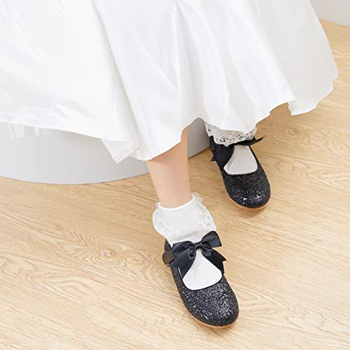 Kiderence Little Toddler Girls Dress Shoes Ballerina Ballet Flats Kids Light Blue Mary Janes Size 11