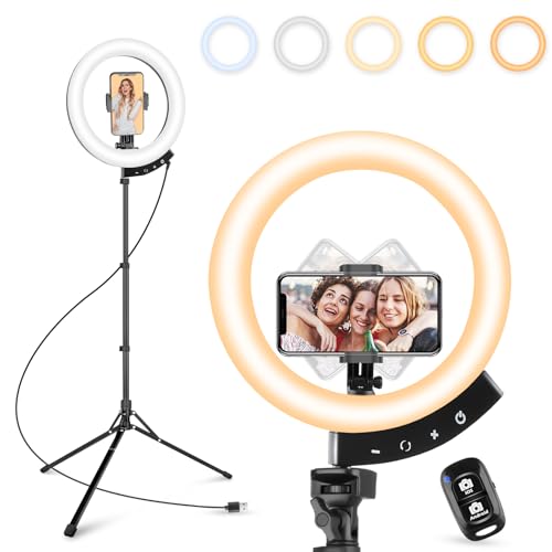 Aureday 12'' Selfie Ring Light with 62'' Tripod Stand and Magnetic Phone Holder, LED Ringlight for Recording/TikTok/Makeup/Photography, Circle Fill Light with Wireless Remote for iPhone&Android Phones