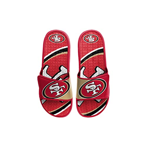 FOCO Boy's NFL Kids Team Sport Shower Gel Slide Flip Flop Sandals, Colorblock Big Logo, 4-5