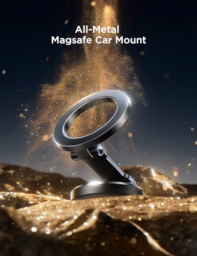 JOYROOM Fits iPhone 16/16 Pro Max MagSafe Car Mount, [All Metal & 360° Adjustment] Magnetic Phone Holder for Car with N55 Strong Magnets, Car Mount for iPhone 16 15 14 13 12 & MagSafe Case & All Phone