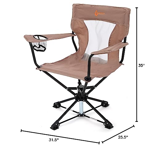 ARROWHEAD OUTDOOR 360° Degree Swivel Hunting Chair w/Armrests, Perfect for Blinds, No Sink Feet, Supports up to 450lbs, Carrying Case, Steel Frame, Fishing, High-Grade 600D Canvas, USA-Based Support,