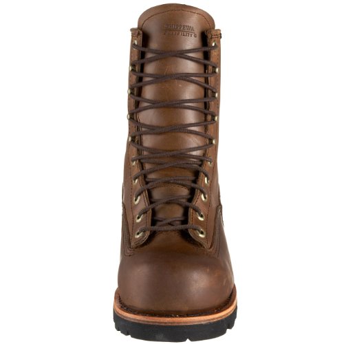 Chippewa Boots Men's Steel Toe Waterproof Lace Logger Work Boots Brown 9.5 W
