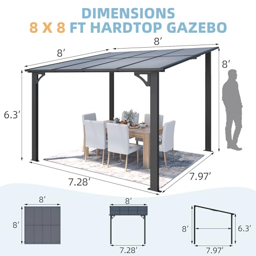 AECOJOY 20' x 12' Gazebo in White, Large Wall Mounted Gazebos on Clearance, Outdoor Patio Lean to Gazebo Metal Awnings for Decks,Patio, Porch, Backyard and More