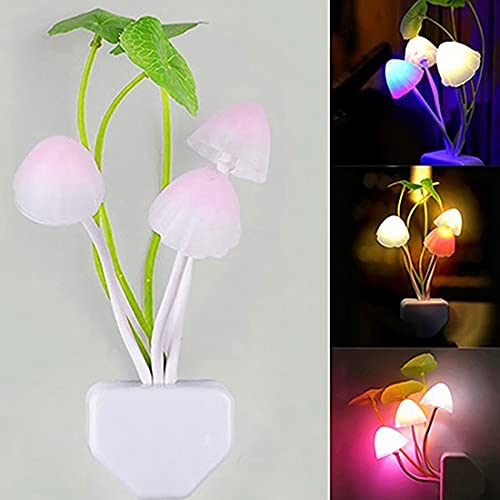 Tuelaly Cute Night Light, 1PC US EU Plug Adapter LED Night Lamp Discolor Light Sense Control Mushroom Lamp