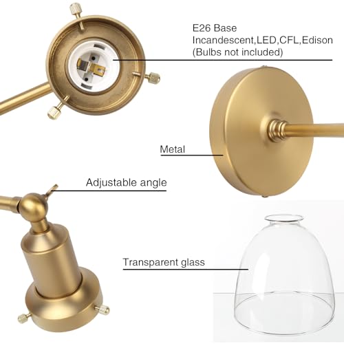 PERMO Industrial Vintage Slope Pole Wall Mount Single Sconce with 6.7" Oval Dome Clear Glass Shade Wall Sconce Light Lamp Fixture (Antique)