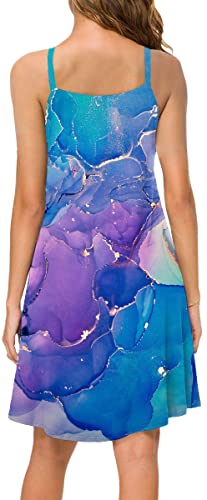 ETCYY Women's Summer Dresses 2024 Casual Sleeveless V Neck Loose Cover Up Beach Sundresses with Pockets(L.Flower Gemstone)