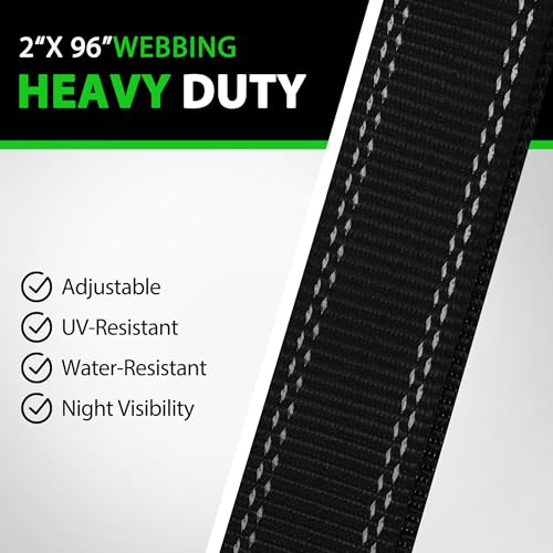 Ratchet Tie Down Set (4PK) - 10,000lb Guaranteed Break Strength, Includes (4) Premium 2" x 8' Ratchet Straps Tie Down with (4) 2" x 38" Axle Straps, Perfect for Truck, UTV, Trailer Moving(Black)