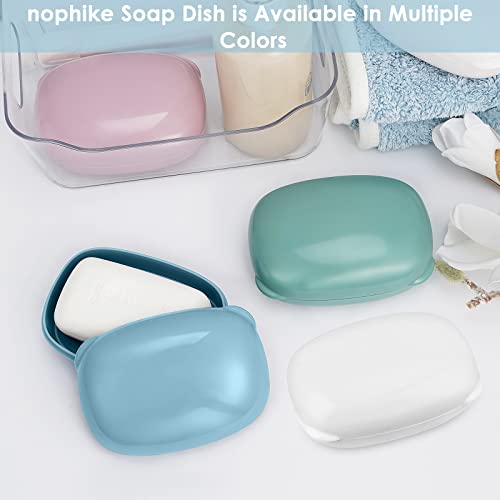 nophike Soap Holder with Lid 1 Pack，Travel Soap Container with Removable Draining Layer.Soap Dish for Home, Camping, Travel，Fashion Soap Box (White)