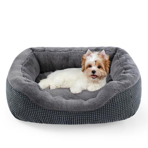 INVENHO Dog Beds for Small Medium Dogs Washable, Calming Dog Bed Small Size Dog, Orthopedic Dog Bed, Warming Soft Calming Sleeping Puppy Bed Durable Pet Bed with Anti-Slip Bottom