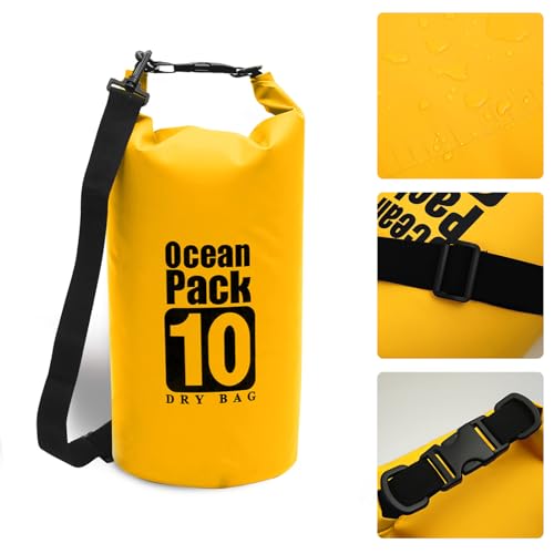 Eayson Outdoors Waterproof Dry Bag- Roll Top Backpack Compression Sack Keeps Gear Dry for Kayaking, Beach, Rafting, Boating, Hiking, Fishing,Camping Gear (10 Liter)