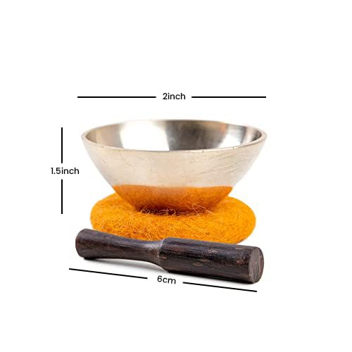 Mini Tibetan Singing Bowl Set - Cute Yoga Gift | Easy to Carry | Unique Sound Bowl Made of Bronze, Authentic Handcrafted Small Singing Bowl for Meditation and Healing - by Himalayan Bazaar (2-Inch)