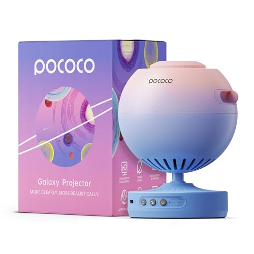 POCOCO Galaxy Star Projector for Bedroom with Replaceable Optical Film Discs, Home Planetarium Night Light Projector with High-Definition Soft Light for Relax, Study, and Meditate, Stress Relief Gifts
