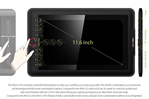XPPen Artist12 Pro 11.6" Drawing Tablet with Screen Pen Display Full-Laminated Graphics Tablet with Tilt Function Battery-Free Stylus and 8 Shortcut Keys(8192 Levels Pen Pressure and 72% NTSC)
