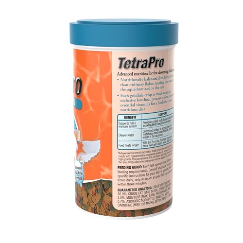 Tetra TetraPro Goldfish Crisps Fish Food, enhanced with biotin for optimal health, 3.03 oz