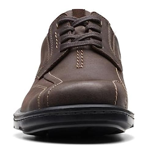 Clarks Men's Gessler Lace Oxford, Dark Tan Leather, 9.5