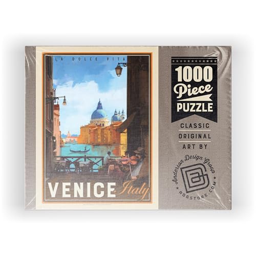 MyPuzzle Italy, Venice: La Dolce Vita, Vintage Poster - Premium 1000 Piece Jigsaw Puzzle for Adults