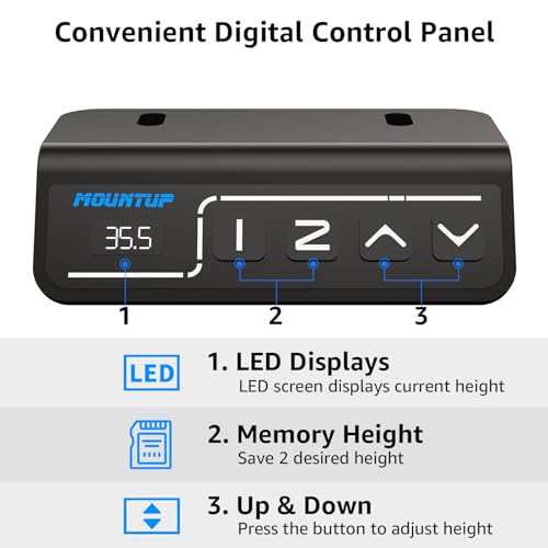 MOUNTUP Height Adjustable Electric Standing Desk Whole-Piece, 48 x 24 Inches Quick Assembly Sit Stand Desk, Stand Up Desk with Memory Controller, Ergonomic Desk, Black