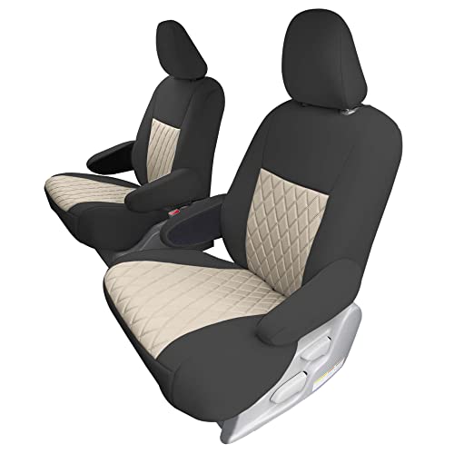 FH Group Custom Fit Car Seat Covers for 2011-2020 Toyota Sienna 7 Passenger, Car Seat Cover 2nd Row, Automotive Seat Covers in Beige Neoprene, Waterproof and Washable Seat Covers