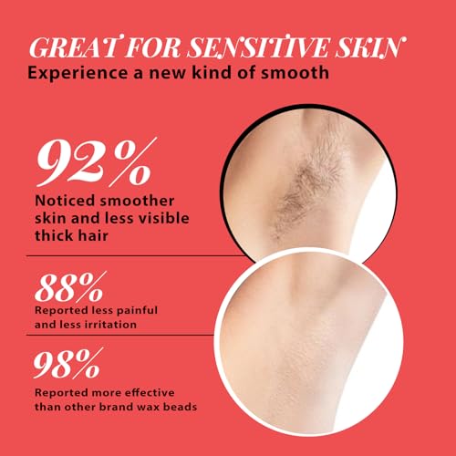 Complete Home Waxing Kit for Women : For Face Brazilian Eyebrow Bikini Leg & Sensitive Skin Hair Removal- with 5 Packs Hard Wax Beads Digital Wax Warmer Kit