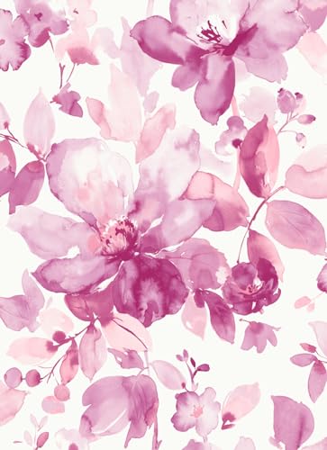 NextWall Watercolor Flower Peel and Stick Wallpaper (Pink)