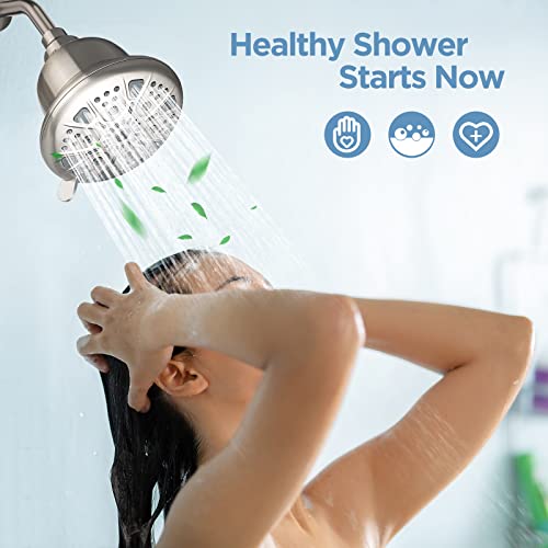 MakeFit Filtered Shower Head - High Pressure Shower Head with filter for Hard Water - Rain Shower Head Water Softener - Luxury 7 Settings Adjustable Water Filter Showerhead (Radiant Rainbow)