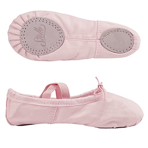 Stelle Ballet Shoes for Girls Women Canvas Ballet Slippers Dance Ballerina Shoes for Toddler/Little Kid/Big Kid/Women(2ML,White)