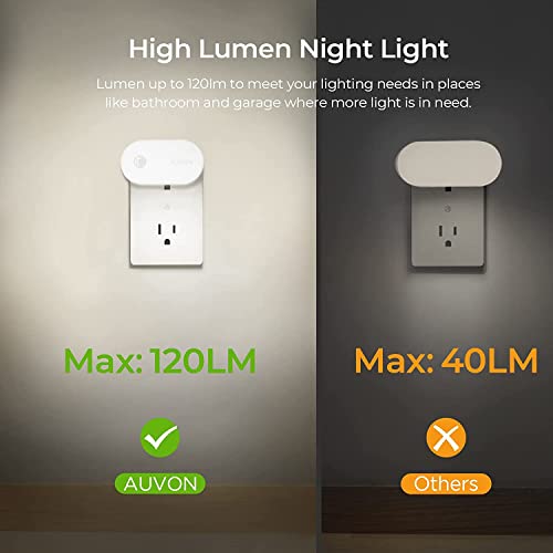 AUVON Night Light Plug in, Bright Motion Sensor Night Light (120 Lumens), Dimmable Cool LED Night Lights Plug Into Wall, 1-120lm Brightness Nightlight for Bathroom, Hallway, Garage (4pack)